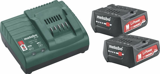 Metabo Set 2 Tool Batteries Lithium 12V Capacity 2Ah with Charger
