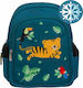 A Little Lovely Company Jungle tiger Insulated School Bag Backpack Kindergarten in Turquoise color 13lt