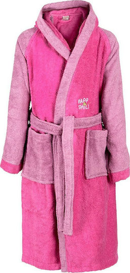 Dimcol Kids Hooded Bathrobe Happy Smile Fuchsia Dimcol Kids Hooded Bathrobe Happy Smile Fuchsia