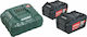 Metabo Set 2 Tool Batteries Lithium 18V Capacity 4Ah with Charger