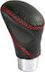 Lampa Shift Knob Zoe Leather Gear Shift Knob with Red Stitching 28mm Universal Aluminium Black