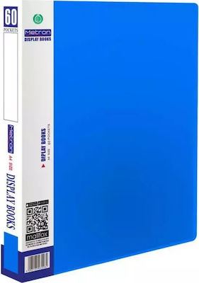 Metron Clipboard Flexible with 60 plastic sleeves Slides for Paper A4 Blue 1pcs