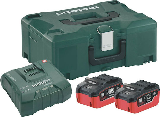 Metabo Set 2 Tool Batteries Lithium 18V Capacity 5.5Ah with Charger
