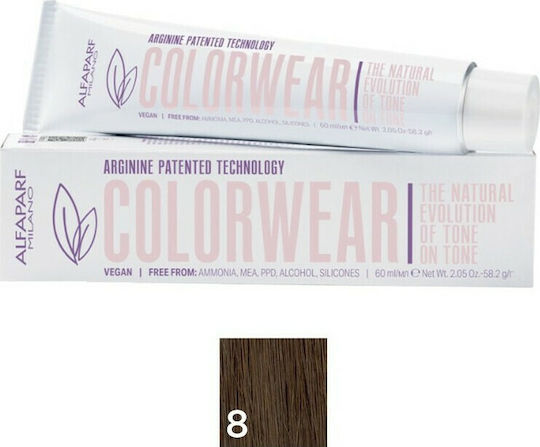 Alfaparf Milano Professional Color Wear Βαφή Μαλλιών Χωρίς Αμμωνία 8 Ξανθό Ανοιχτό 60ml
