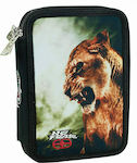 No Fear Fabric Prefilled Pencil Case Desert Lion with 2 Compartments Multicolour