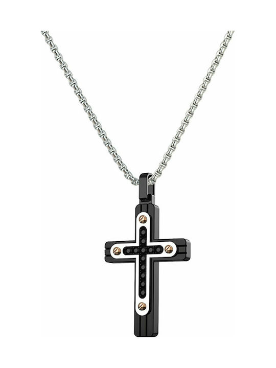 Rosso Amante Herren Kreuz aus Stahl mit Kette