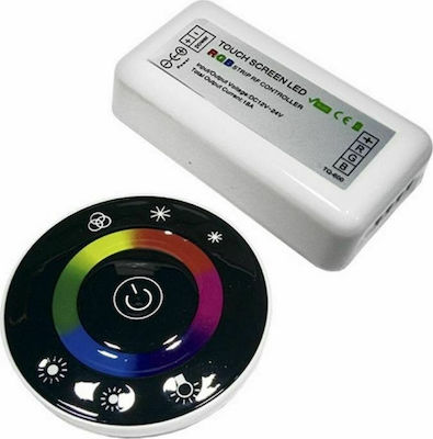 GloboStar Ασύρματο RGB Controller Αφής RF με Τηλεχειριστήριο 2.4G Round 12-24 Volt DC Μαύρο 77445
