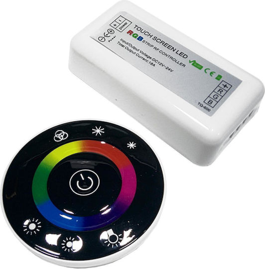 GloboStar Drahtlos RGB Controller Berührung RF (Request for) - Anfrage für mit Fernbedienung 2.4G Runde 12-24 Volt Gleichstrom Schwarz 77445