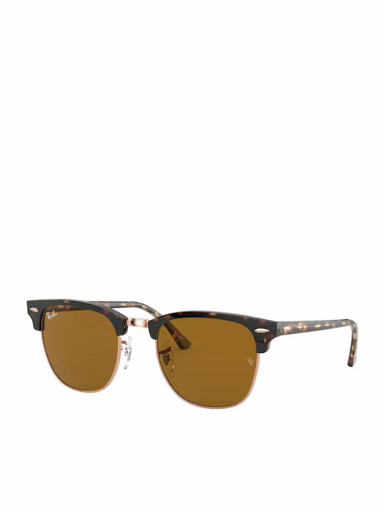 Ray Ban Clubmaster Square Women's Sunglasses with Brown Tartaruga Plastic Frame and Brown Lens RB3016 130933