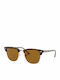 Ray Ban Clubmaster Square Women's Sunglasses with Brown Tartaruga Plastic Frame and Brown Lens RB3016 130933