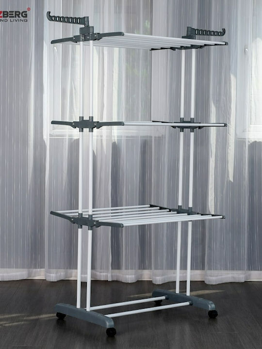 Herzberg Plastic Folding Floor Clothes Drying Rack 126x64cm