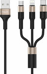 Havit Regular USB to Lightning / Type-C / micro USB Cable Μαύρο 1.2m (H691)