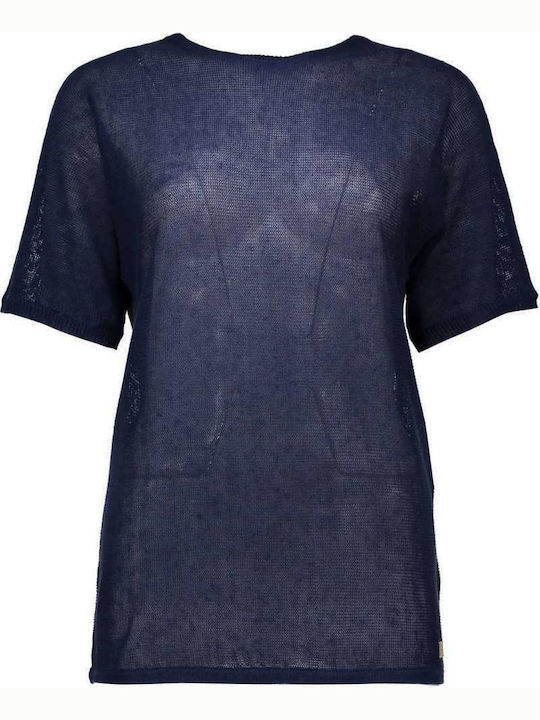 Gant Women's Summer Blouse Linen Short Sleeve Blue