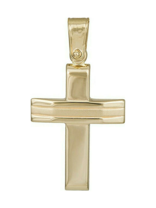 Σταυροί Βάπτισης - Αρραβώνα Χρυσός λουστρέ σταυρός Κ14 βάπτισης 036158 036158 Ανδρικό Χρυσός 14 Καράτια