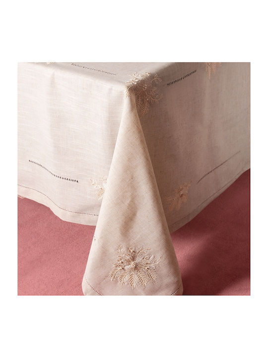 Silk Fashion 4006 Cotton & Polyester Tablecloth with Embroidery Γκρι 140x180cm