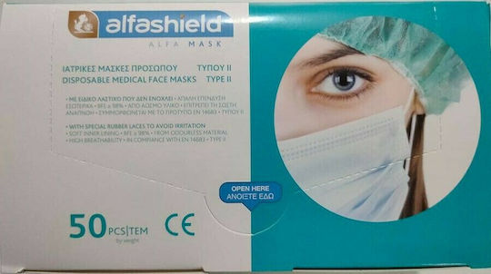Alfashield Alfa Mask Schutzmaske Typ II Chirurgisch Hellblau NOS-MS-001 50Stück