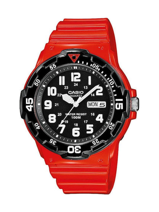 Casio Collection Ρολόι Μπαταρίας με Κόκκινο Καουτσούκ Λουράκι