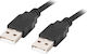 Lanberg USB 2.0 Cable USB-A male - USB-A male Μαύρο 1.0m (CA-USBA-20CU-0010-BK)