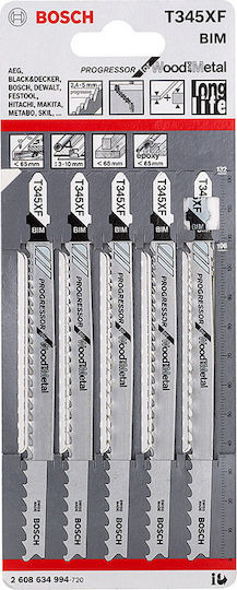 Bosch T345XF Jig Saw Blade for Metal and Wood 105mm Progressor for Wood & Metal 5pcs 2608634994