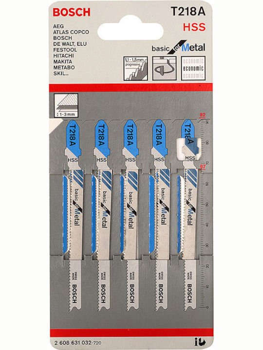 Bosch T218A Λάμες Basic for Metal για Μέταλλο 92mm 5τμχ