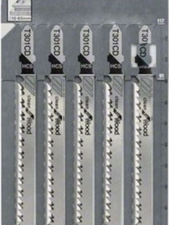 Bosch T301CD Λάμες Clean for Wood για Ξύλο 90mm 5τμχ