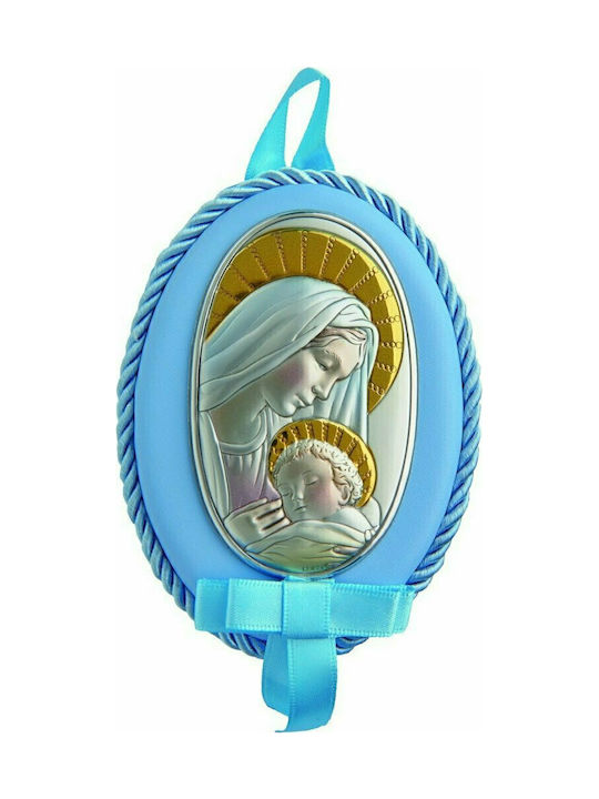 Prince Silvero Heilige Ikone Kinder Amulett mit der Jungfrau Maria Blue aus Silber MA-D514-CC
