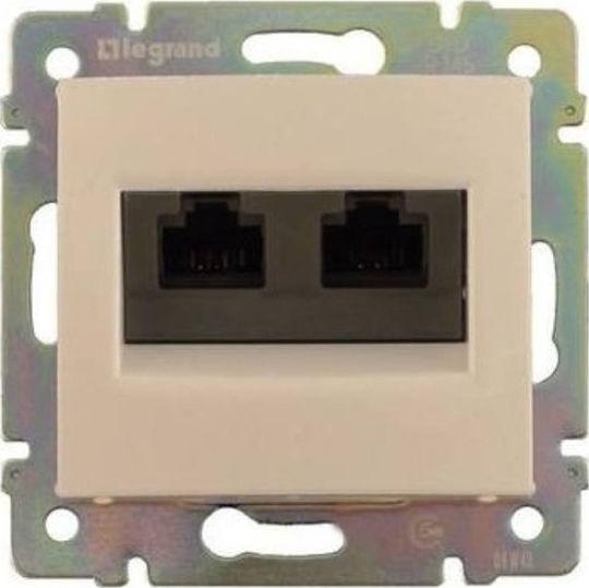 Legrand Valena Doppelter Netzsteckdose RJ45 ohne Rahmen Typ Cat6 in Beige Farbe 774147