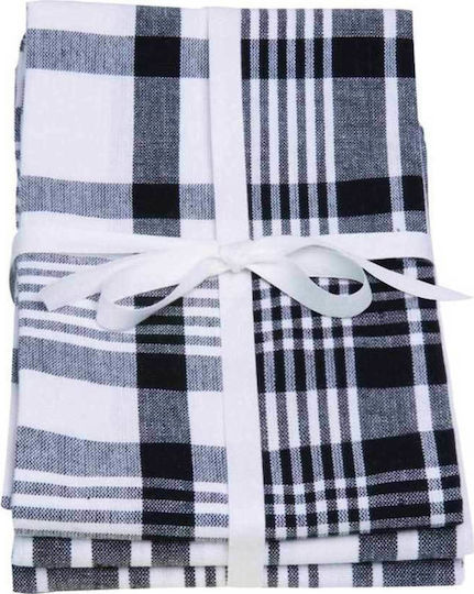 Dexam True Black Πετσέτα Κουζίνας από 100% Βαμβάκι σε Μαύρο Χρώμα 61x91cm 3τμχ
