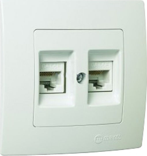 Makel Lillium Natural Kare Dublu Prize De Rețea RJ45 Cu Cadru Tip Cat5 În Culoare Albă 32001036