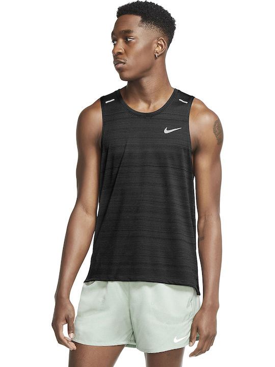 Nike Miler Ανδρική Μπλούζα Dri-Fit Αμάνικη Μαύρη