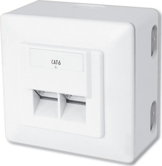 Digitus Double External Network Socket RJ45 Type Cat6 in White Colour DN-9006-N