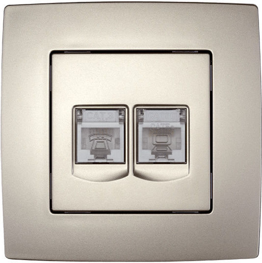 Elmark City Double Network Socket RJ45 Cat5 Silver 190712