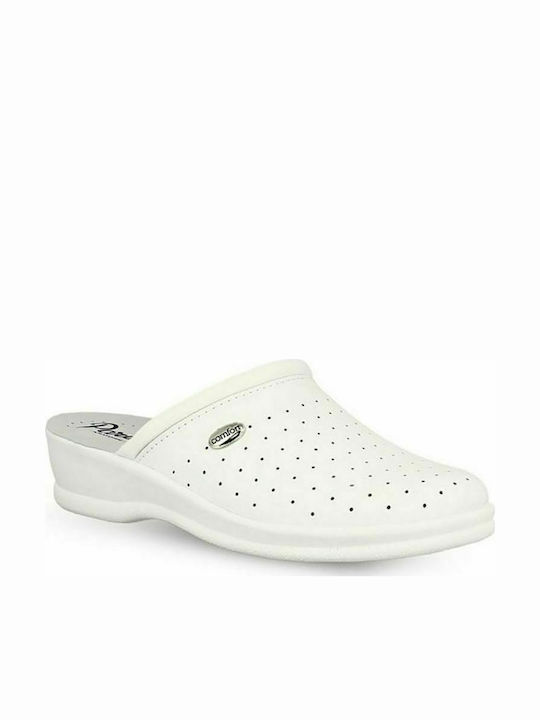 Parex Women's Leather Anatomic Clogs White
