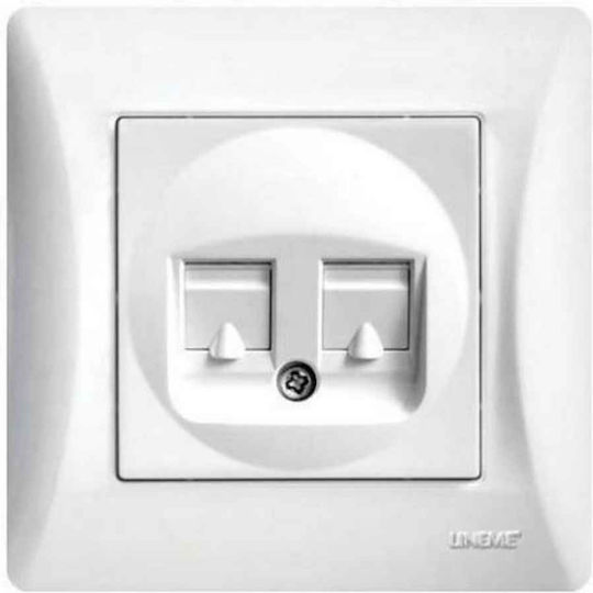 Lineme Double Network Socket RJ45 Cat6 White 50-00130-1