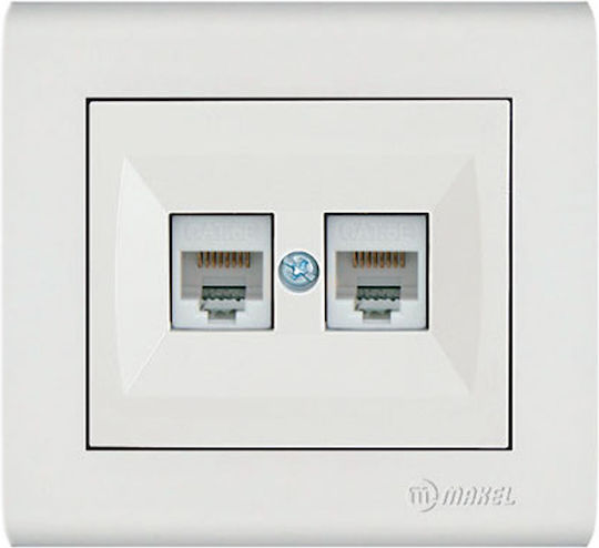 Makel Manolya Dublă Prize De Rețea RJ45 Cu Cadru Tip Cat6 În Culoare Albă 41001136