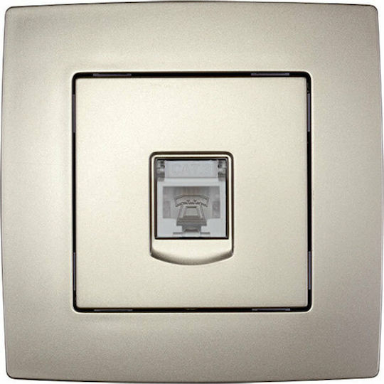 Elmark City Einzeln Netzsteckdose RJ45 mit Rahmen Typ Cat6 in Gold Farbe 190035