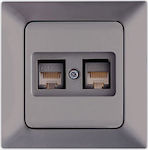 Eurolamp Double Network Socket RJ45 Cat6 Gray 152-16316