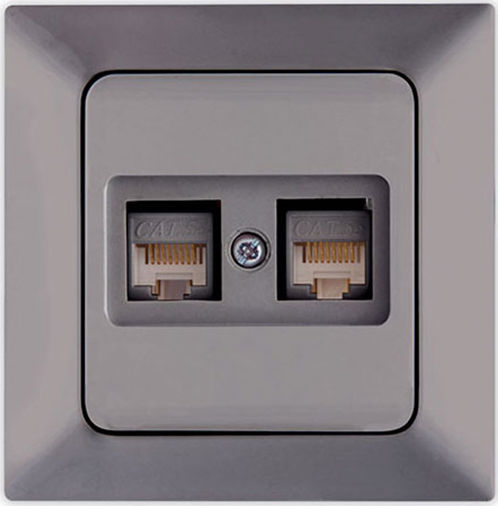 Eurolamp Double Network Socket RJ45 Cat6 Gray 152-16316