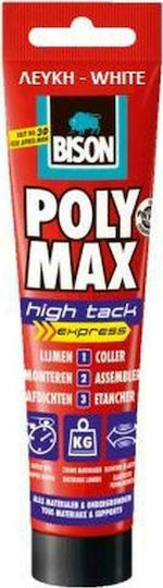Bison Poly Max High Tack Express Силиконово уплътнение Антимухълна Дървени Бял 165мл 1бр