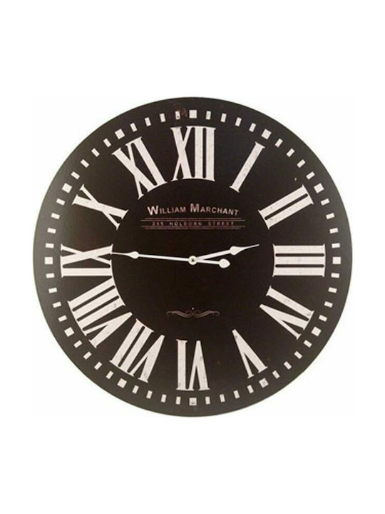 Y36000070 William Marchant Antique Wall Clock Wooden Black Ø60cm