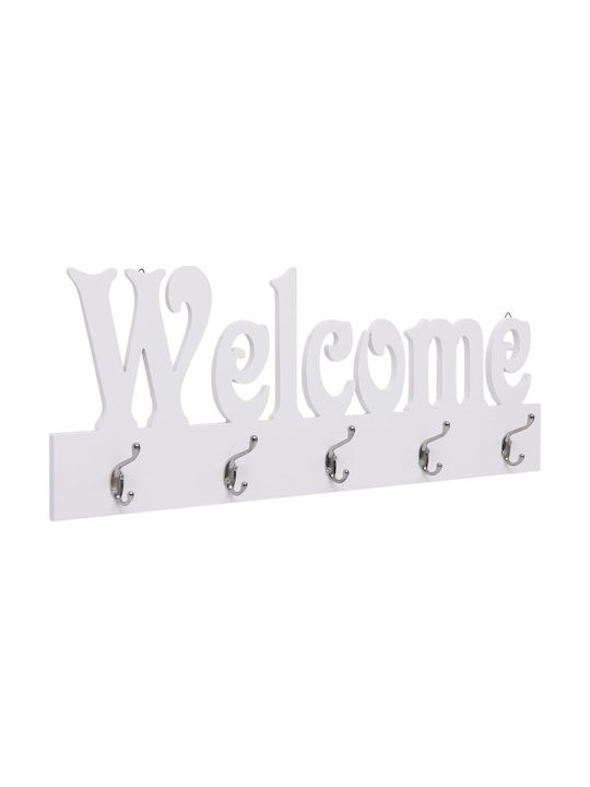 vidaXL Wandhaken Welcome 10 Steckplätze White 74x29.5cm 1Stück