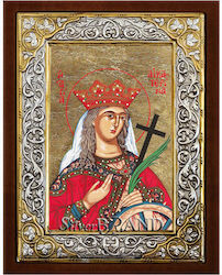 Saint Catherine Silver Icon with Silkscreen 26x20cm