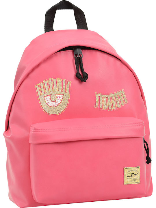 Lyc Sac The Drop Eyes Pink Σχολική Τσάντα Πλάτης Γυμνασίου - Λυκείου Ροζ 24lt