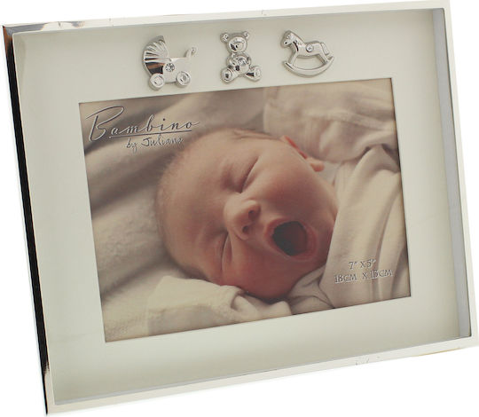 Bambino Mio Детска Рамка За Снимки Посребрено Покритие Бяла 18x13см