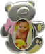 Ankor Teddybär mit Schleife Kinder Fotorahmen Versilbert Rosa 9x13cm