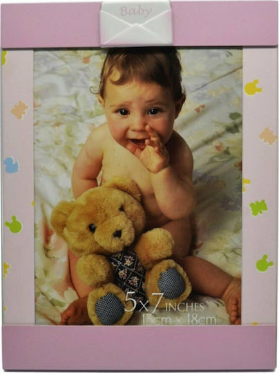 Ankor Ordner Baby Kinder Fotorahmen Metallisch Rosa 13x18cm