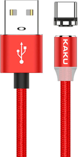 Kakusiga Magnetic / Regular USB 2.0 Cable USB-C male - USB-A Red 1m (KSC-306)