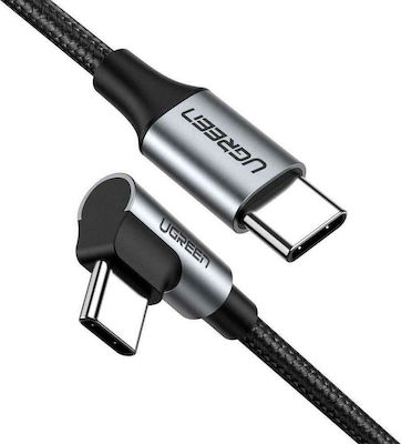 Ugreen Angle (90°) / Braided USB 2.0 Cable USB-C male - USB-C male Μαύρο 1m (50123)