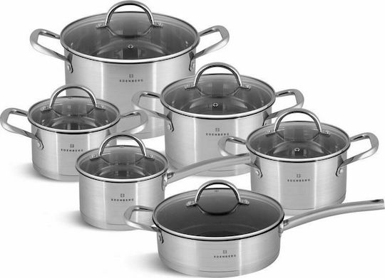 Edenberg Kochgeschirr-Set aus Rostfreiem Stahl Silber 12 Teile