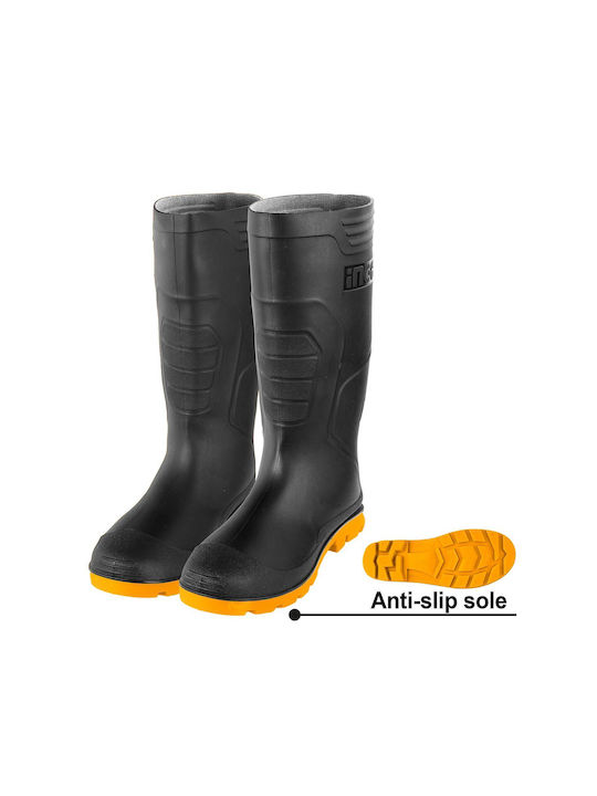 Ingco Αντιολισθητικές Unisex Γαλότσες Εργασίας Γονάτου Μαύρες